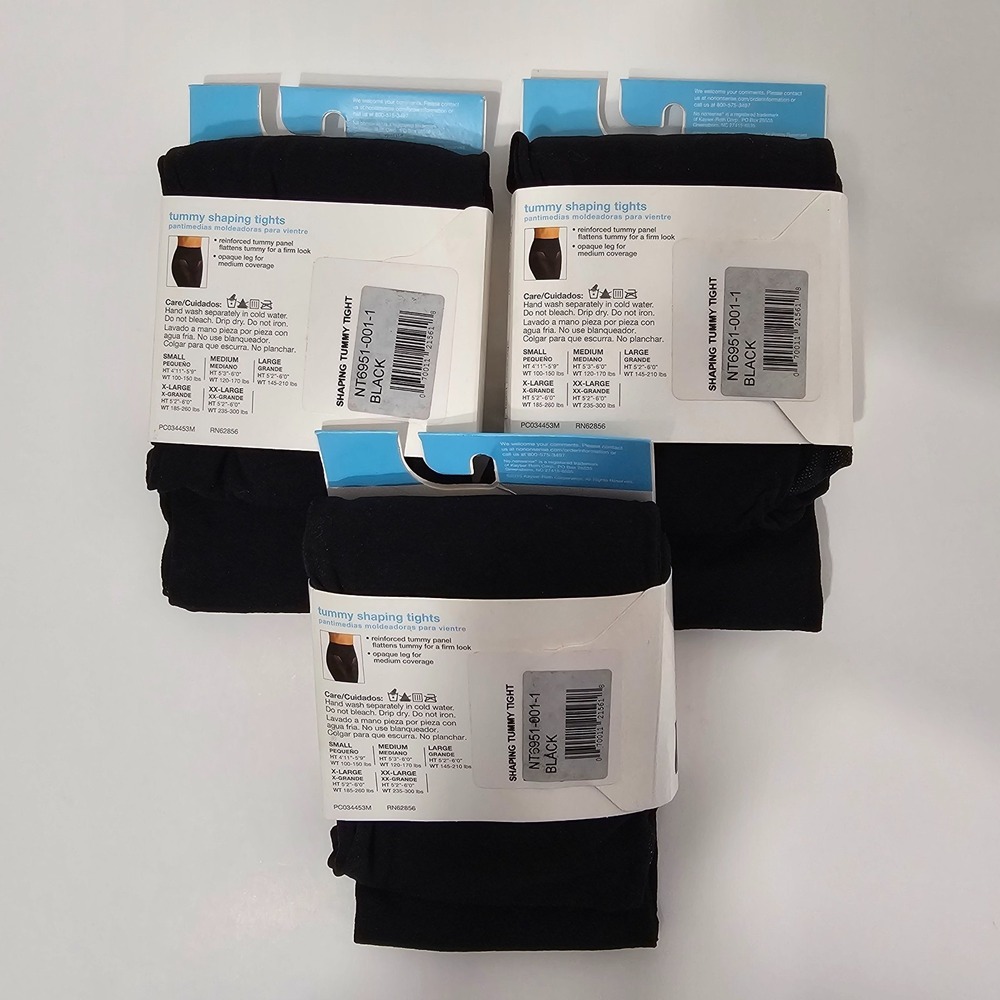 3 Pack No Nonsense Women's Opaque Tummy Shaping Tights Black Size S - Picture 2 of 11